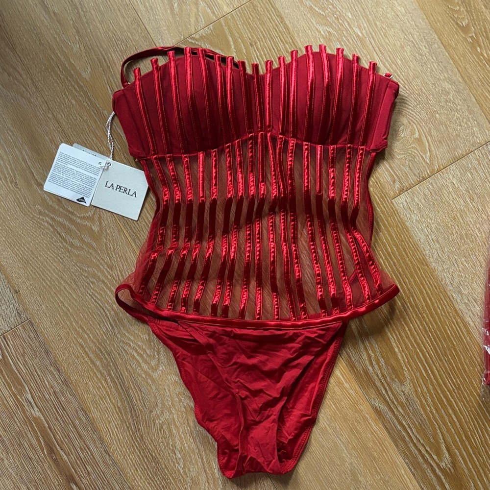 La Perla Graphique Red Corset Bodysuit